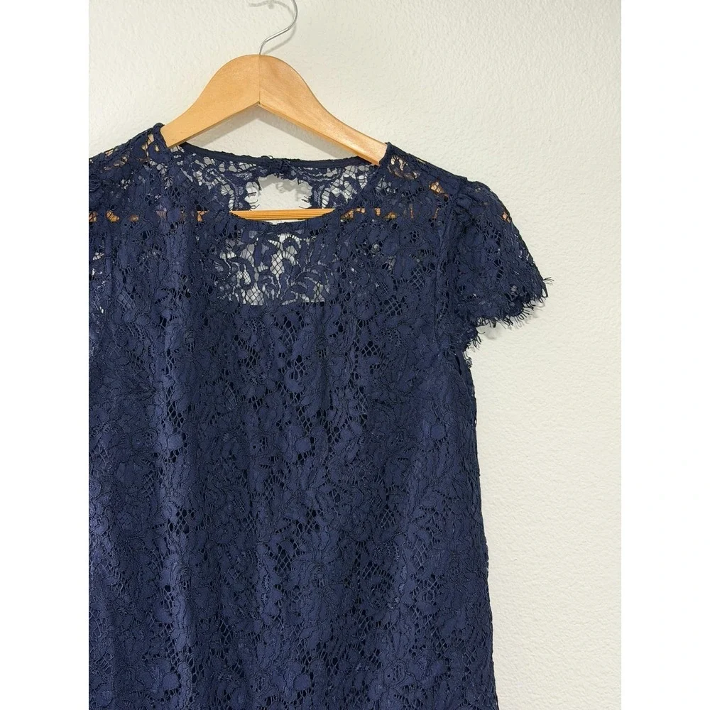 Polo Ralph Lauren Girls Size 16 Navy Blue Lace Ruffle Hem Dress Party Formal